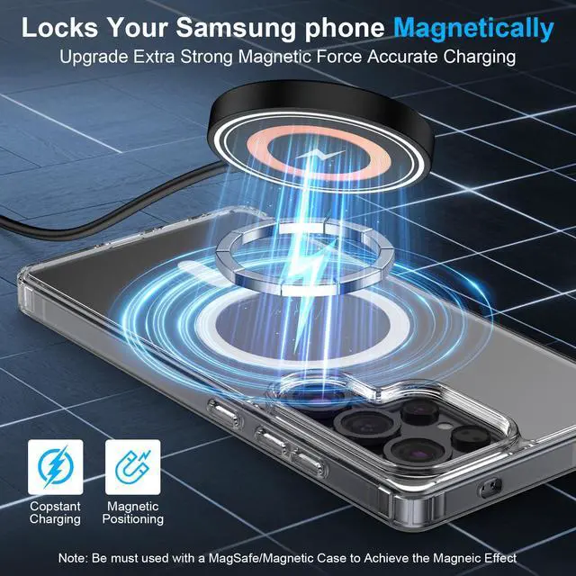 Alt view image 3 of 6 - Samsung S26 Ultra Wireless Magnetic Charger for Samsung Galaxy S26 Plus/S25/S24/S23/S22/S21/S20/15W Wireless Magsafe Charger Fast Charging Pad with USB A Adapter for iPhone 17e/17 Pro Max/16/15/14/13