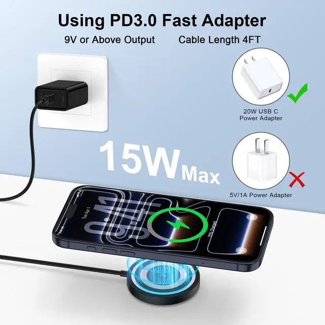 Alt view image 5 of 7 - Magnetic Wireless Charger for Samsung Galaxy S26 Ultra S26+ S26 S25 FE S24 S23 S22,15W Magnet Android Wireless Charger Fast Charging Pad for Google Pixel 10a 9a 10 Pro XL Fold 8a 7 Pro, USB-C/A Ports