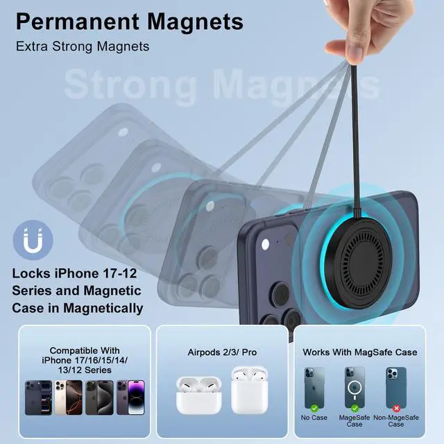 Alt view image 3 of 7 - Magnetic Wireless Charger for Samsung Galaxy S26 Ultra S26+ S26 S25 FE S24 S23 S22,15W Magnet Android Wireless Charger Fast Charging Pad for Google Pixel 10a 9a 10 Pro XL Fold 8a 7 Pro, USB-C/A Ports