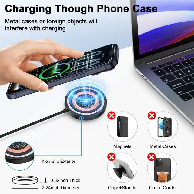 Alt view image 6 of 7 - Magnetic Wireless Charger for Samsung Galaxy S26 Ultra S26+ S26 S25 FE S24 S23 S22,15W Magnet Android Wireless Charger Fast Charging Pad for Google Pixel 10a 9a 10 Pro XL Fold 8a 7 Pro, USB-C/A Ports