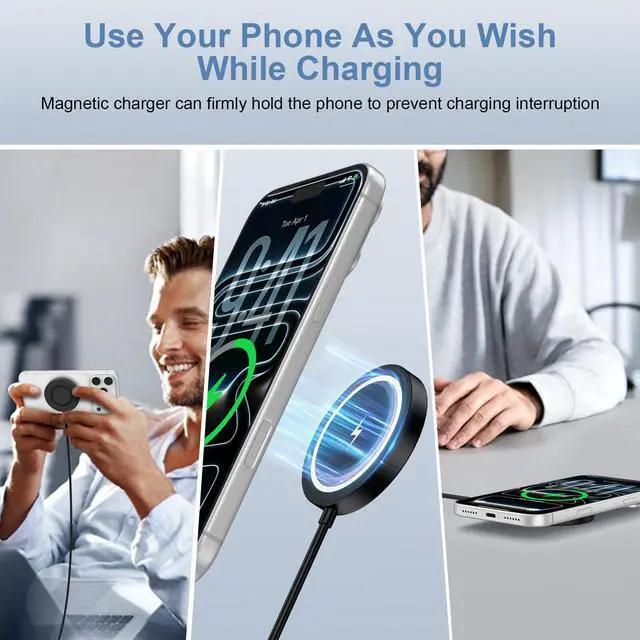 Alt view image 7 of 7 - 15W Magnetic Wireless Charger for Samsung Fast Charging Pad for Android Samsung Galaxy S26 Plus/S26 Ultra/S25/S24/S23/S22/S21/Magnetic MagSafe Charging Pad with Dual Ports for iPhone 17/16/15/14/13/12
