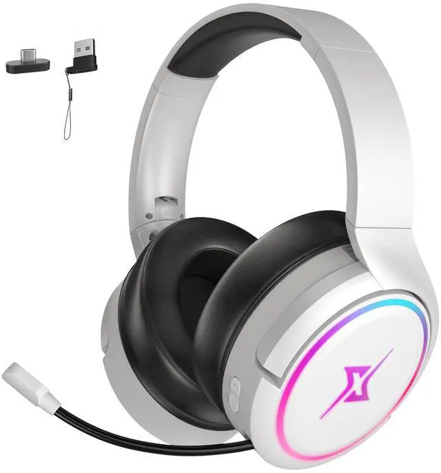 Main image of 2.4G Wireless Gaming Headset for PC, PS4, PS5, Switch, Mac,Mobile- Rotatable & Foldable Bluetooth V5.3 Headphone-20h Battery & RGB Light-Memory Ear Pads-Stretchable Noise Cancelling