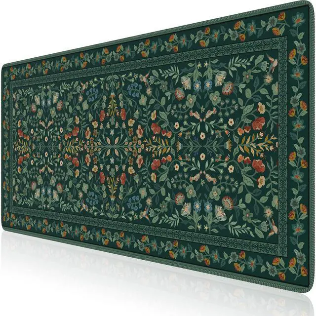 Main image of Desk Mat for Keyboard and Mouse, Large Mouse Pad, Desk Pad Mat, Anti-Slip Big Mousepad with Stitched Edges for Computer Desktop(Deep Green)