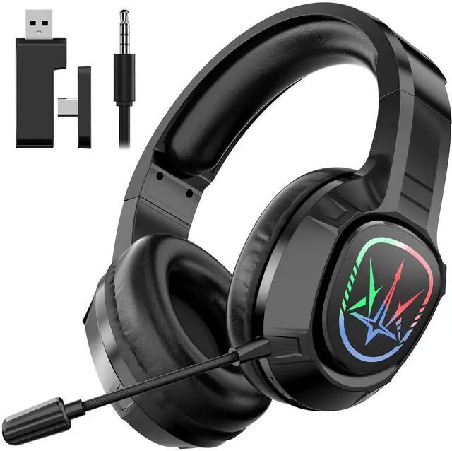 Main image of 2.4GHz Wireless Gaming Headset for PC,Ps4, Ps5-Lossless Audio USB & Type-C,Wired Connection Supported,7.1 Surround Sound,40-Hour Battery, LED Light Over Bluetooth 5.3 Gaming Headphones-Black