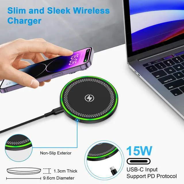 Alt view image 5 of 7 - for Samsung S26 Ultra Wireless Charger Fast Charging Pad for Samsung Galaxy S26 S25 FE S24 S23 S22 S21 S20 Ultra, 15W Android Phone Wireless Charger for Google Pixel 10a 10 9 Pro XL 8a 7 Pro, 2-Pack