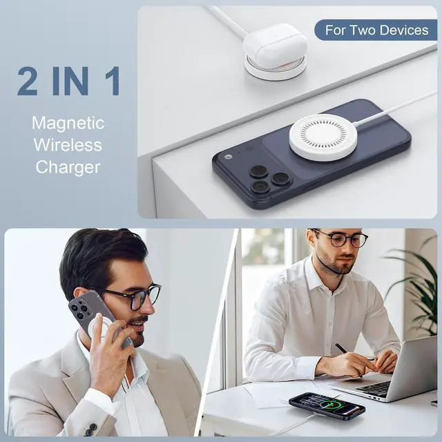 Alt view image 7 of 7 - 15W Magnetic Wireless Charger Fast Charging for Samsung Galaxy S26 Ultra/S26+/S26/S25 S24 Ultra FE/Z Fold Flip 7 6, Wireless Charging Pad Dual Ports Magsafe Charger for iPhone17/16/15/14/13/12 Series