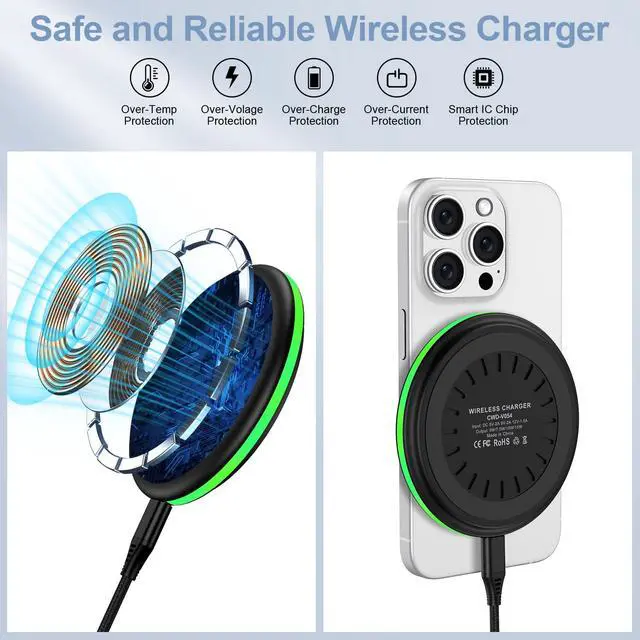Alt view image 3 of 7 - Samsung S25 Wireless Charger Fast Charging Pad Android Charger for Samsung Galaxy S26 S25 Ultra/S24/S23/S22/S21/S20/iPhone 17/16 Pro 15W Fast Wireless Phone Charger Station for Pixel 10 Pro XL/9/9a/8