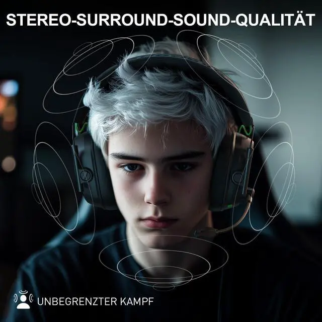 Alt view image 6 of 7 - Wireless Gaming Headset for PS5, PS4, PC, Switch 2.4GHz & Bluetooth Gaming Headphones with Mic, 3D Stereo Surround Sound, 20ms Low Latency, ENC Noise Canceling, RGB Light, 50H Battery