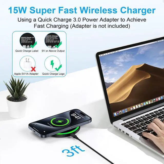 Alt view image 3 of 7 - Wireless Charger Samsung Fast Charging Pad for Samsung Galaxy S26 Ultra/S26 Plus/S25FE/S25 Ultra/S24 Plus/Z Fold7/S23/S22/S21,15W Android Wireless Charging Station for Google Pixel 10a 9 Pro,iPhone 17