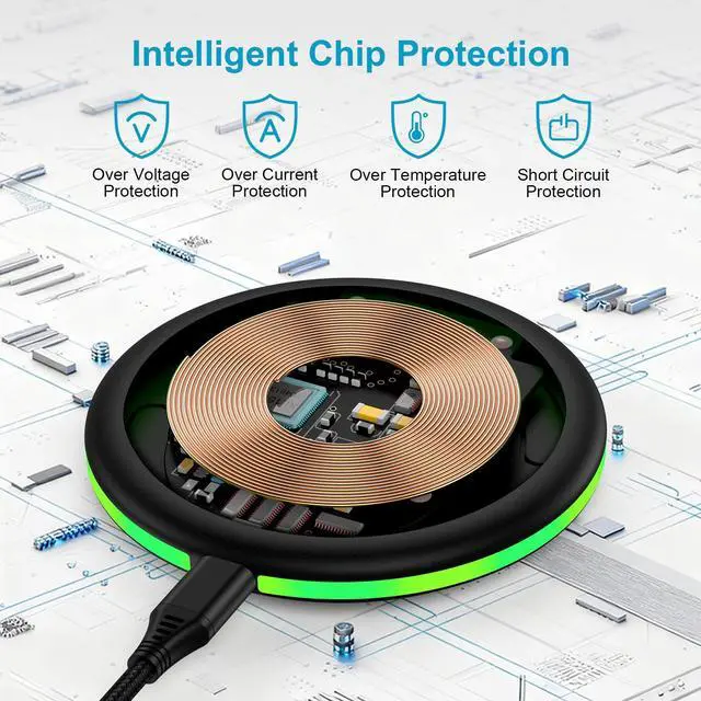 Alt view image 4 of 7 - for Samsung S26+ S26, 15W Phone Wireless Charger for Samsung Galaxy S26 S25 FE Plus Ultra Edge 5G S25+ S24 S23 S22 S21 S20 S10, Note 20 10, Z Flip 7 FE 6, Z Fold 7 6, Buds3 Pro, Fast Charging Pad