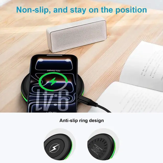 Alt view image 7 of 7 - for Samsung S26+ S26, 15W Phone Wireless Charger for Samsung Galaxy S26 S25 FE Plus Ultra Edge 5G S25+ S24 S23 S22 S21 S20 S10, Note 20 10, Z Flip 7 FE 6, Z Fold 7 6, Buds3 Pro, Fast Charging Pad