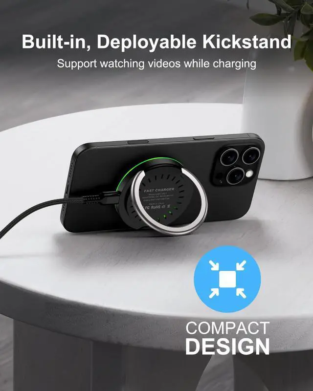 Alt view image 4 of 7 - Magsafe Charger Samsung Wireless Charger Pad Fast Charging for Android Samsung Galaxy S26 Ultra/S25/S24 FE/S23/S22/Z Flip 7/6, 15W Max Fast Magnetic Wireless ChargerStand for iPhone 17/16/15/14/13/12