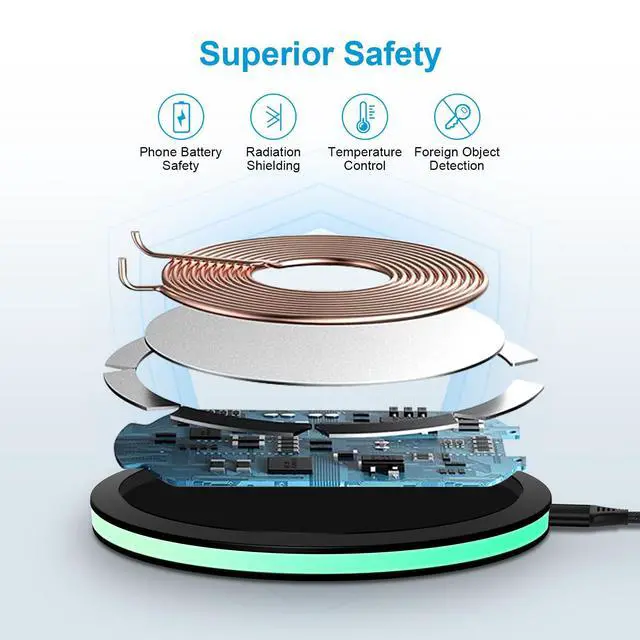 Alt view image 5 of 7 - 15W Wireless Charger Fast Charging Pad for Samsung Galaxy S26 S25 FE Edge Plus Ultra S25+ S24 S23 Ultra Z Flip/Fold 7 6, Wireless Charger Station for Google Pixel 10 9 8a, iPhone 17 16 15 Pro, Black