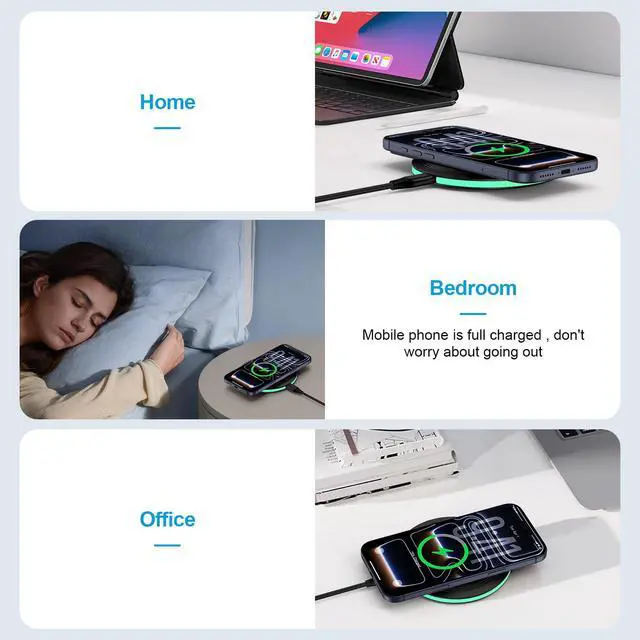 Alt view image 7 of 7 - 15W Wireless Charger Fast Charging Pad for Samsung Galaxy S26 S25 FE Edge Plus Ultra S25+ S24 S23 Ultra Z Flip/Fold 7 6, Wireless Charger Station for Google Pixel 10 9 8a, iPhone 17 16 15 Pro, Black