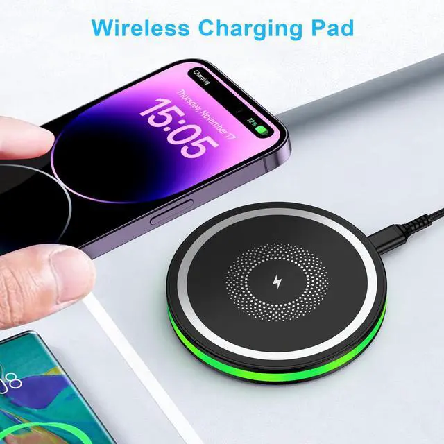 Alt view image 2 of 7 - Samsung Galaxy S26 Ultra Wireless Charger Fast Charging Pad for Galaxy S26 Ultra S26 S25 S24 S23 Wireless Phone Charger Android Charging Station Cargador Inalámbrico para for iPhone 17e 17 Pro Max 16