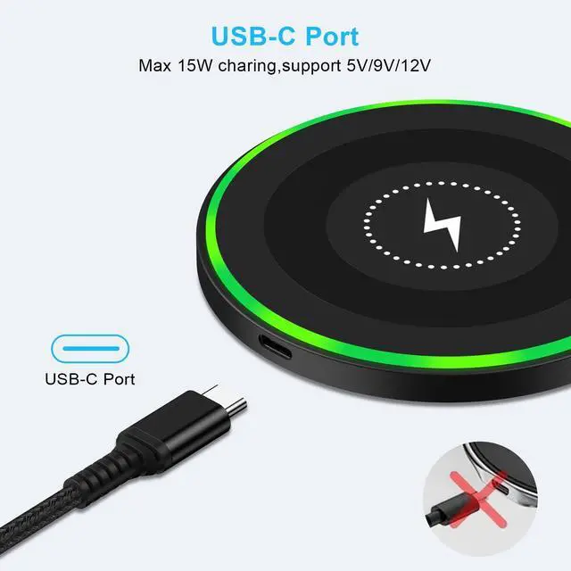 Alt view image 4 of 7 - Samsung Wireless Charger Android Charger Fast Charging Pad Wireless Phone Charger Android Charging Station Mat for Samsung Galaxy S25 Ultra S25 Edge S24 S23 S22 S21, iPhone 17 Pro Max Air 16e 15 14 13