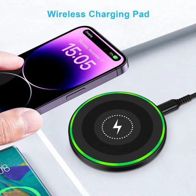 Alt view image 2 of 7 - Samsung Wireless Charger Android Charger Fast Charging Pad Wireless Phone Charger Android Charging Station Mat for Samsung Galaxy S25 Ultra S25 Edge S24 S23 S22 S21, iPhone 17 Pro Max Air 16e 15 14 13
