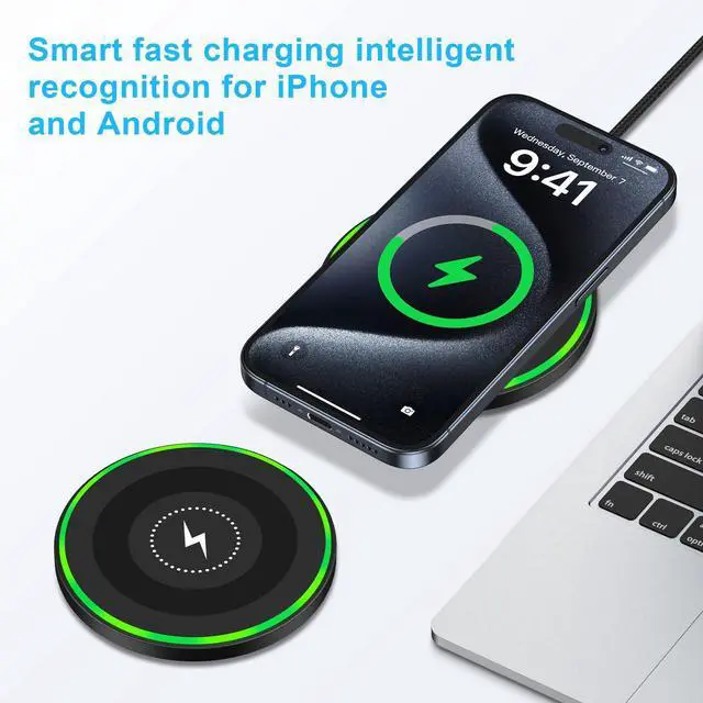 Alt view image 6 of 7 - Samsung Wireless Charger Android Charger Fast Charging Pad Wireless Phone Charger Android Charging Station Mat for Samsung Galaxy S25 Ultra S25 Edge S24 S23 S22 S21, iPhone 17 Pro Max Air 16e 15 14 13