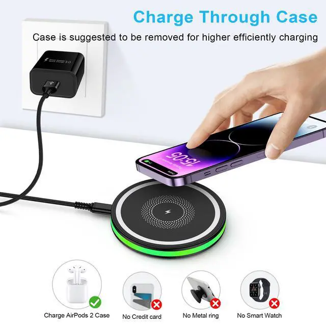 Alt view image 7 of 7 - Samsung Galaxy S26 Ultra Wireless Charger Fast Charging Pad for Galaxy S26 Ultra S26 S25 S24 S23 Wireless Phone Charger Android Charging Station Cargador Inalámbrico para for iPhone 17e 17 Pro Max 16
