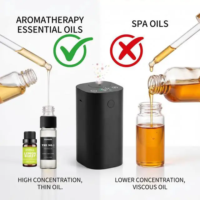 Alt view image 5 of 7 - Waterless Essential Oil Diffuser, 20mL Rechargeable Nebulizing Diffuser with 4 Timers & 4 Mist Levels, Rechargeable Diffuser for Home, Office, Bedroom, Hotel, Travel (Black)
