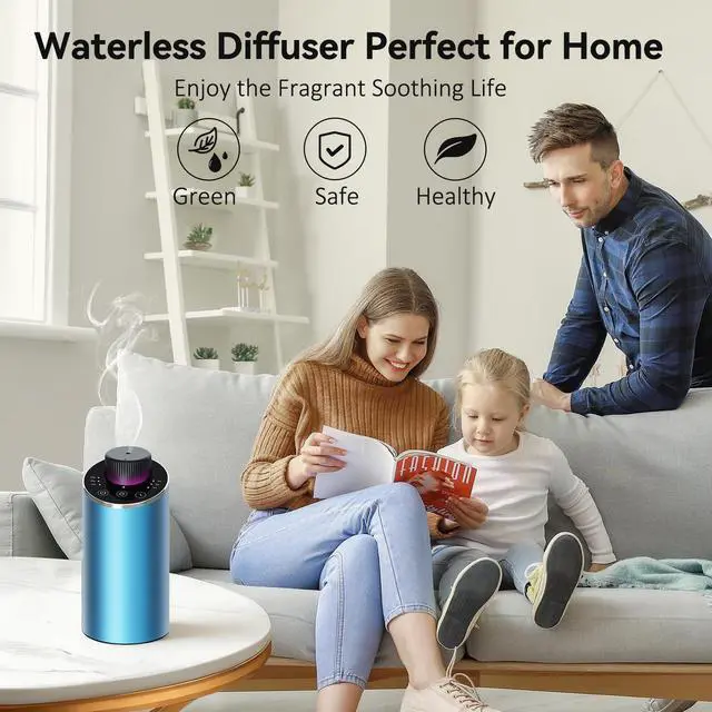 Alt view image 2 of 7 - Waterless Essential Oil Diffuser Aromatherapy Scent Diffusers for Home Large Room, Bedroom, Car, Office, Desk, Battery Operated Mini Portable Air Freshener, 3 Countdown Timers & 3 Mist Levels