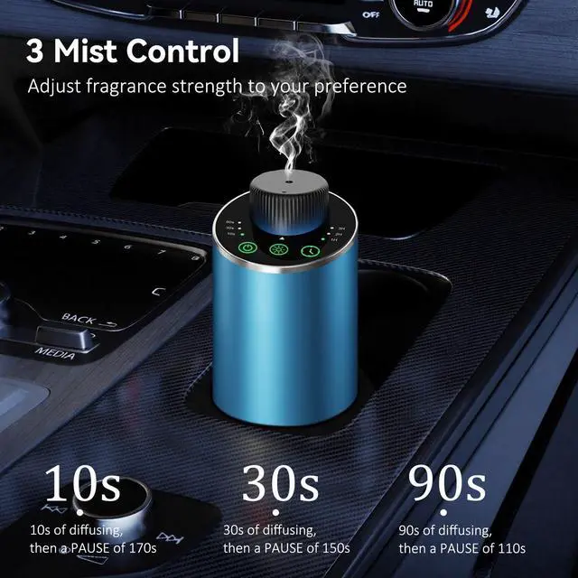 Alt view image 4 of 7 - Waterless Essential Oil Diffuser Aromatherapy Scent Diffusers for Home Large Room, Bedroom, Car, Office, Desk, Battery Operated Mini Portable Air Freshener, 3 Countdown Timers & 3 Mist Levels