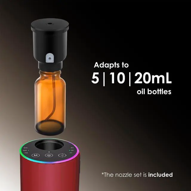 Alt view image 2 of 7 - Waterless Essential Oil Diffuser, Battery Powered Mini Scent Air Machine, Aromatherapy Mist Diffuser for Home Room Car Office (red)