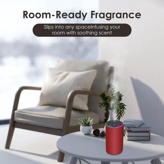 Alt view image 6 of 7 - Waterless Essential Oil Diffuser, Battery Powered Mini Scent Air Machine, Aromatherapy Mist Diffuser for Home Room Car Office (red)