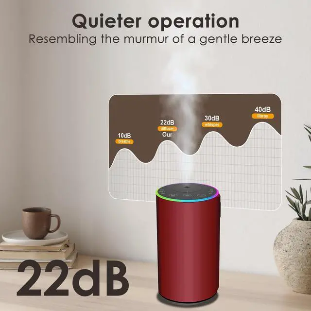 Alt view image 7 of 7 - Waterless Essential Oil Diffuser, Battery Powered Mini Scent Air Machine, Aromatherapy Mist Diffuser for Home Room Car Office (red)