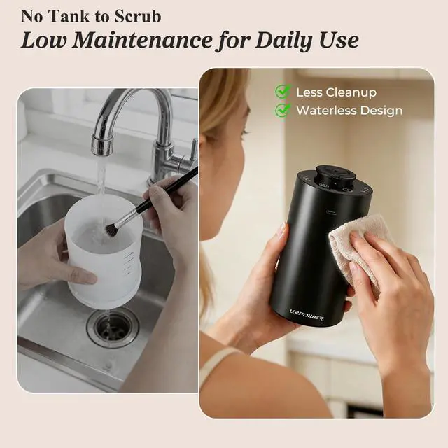 Alt view image 6 of 7 - Waterless Essential Oil Diffuser: No Water Needed Battery Operated Scent Diffuser - 2 * 20ML Hotel Fragrance Essential Oils - Cordless & Mini Oil Machine Aluminum for Car Home Office(Black)