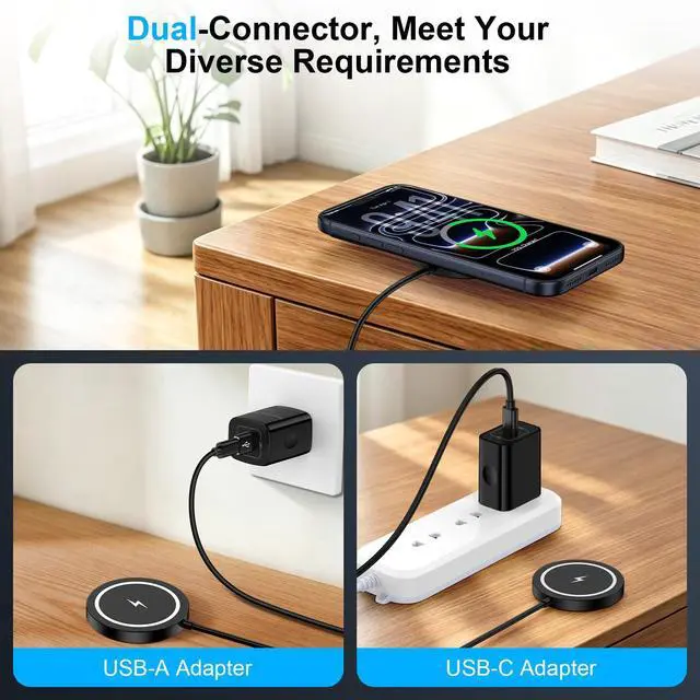 Alt view image 4 of 6 - Magnetic Wireless Charger for Samsung Magsafe Charger Fast Charging Pad for Android Samsung Galaxy S26 Ultra/S26 Plus/S25 Ultra/S24/S23/S22/S20 Plus/15W Strong Magnet Charger Pad with USB-C/A Ports