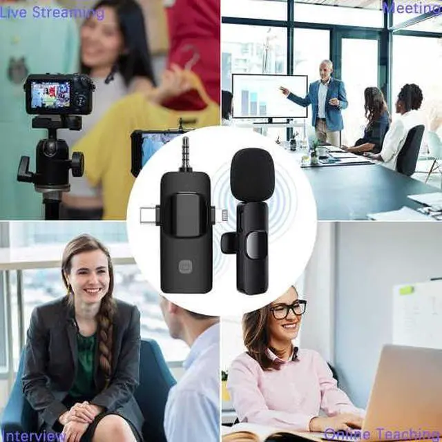Alt view image 5 of 5 - 3 in 1 Wireless Lavalier Microphones for iPhone, iPad, Android, Camera, USB-C, 2.4GHz, Noise cancelation/Reduction, 70ft Range, for Video Recording, Live Streaming, Vlog, YouTube, TikTok