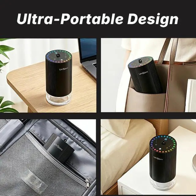 Alt view image 4 of 7 - Car Diffuser for Essential Oils Cordless Waterless Battery Operated Car Diffuser Portable 60ML Air Freshener Wireless Diffuser 3 Timers & 3 Mist Levels for Car Home Bedroom Travelling (Black)
