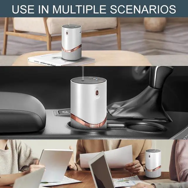 Alt view image 2 of 6 - Waterless Essential Oil Diffuser - Car Aroma Diffuser, Portable Smart Scent Air Machine 1/2/3 & Continuous Mist, Anti-TIPP, Timer Setting and Auto-Off Function (White)