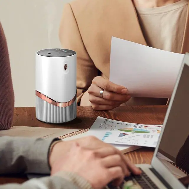 Alt view image 6 of 6 - Waterless Essential Oil Diffuser - Car Aroma Diffuser, Portable Smart Scent Air Machine 1/2/3 & Continuous Mist, Anti-TIPP, Timer Setting and Auto-Off Function (White)