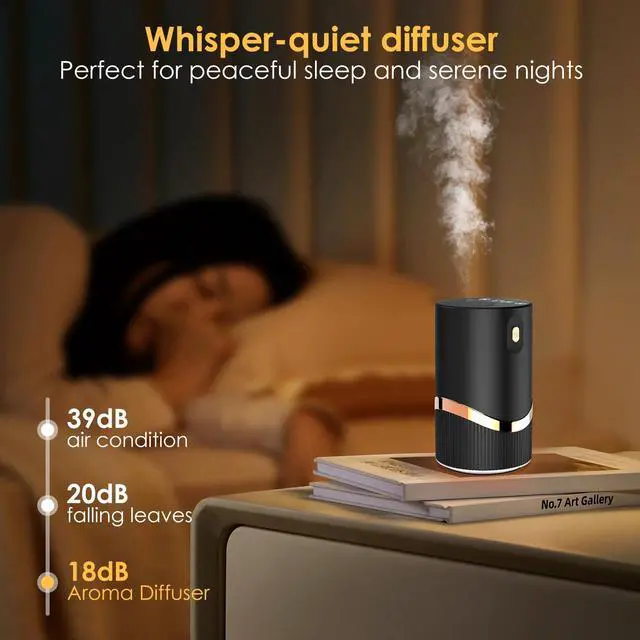 Alt view image 4 of 7 - Waterless Essential Oil Diffuser Rechargable: Portable Aromatherapy Diffuser for Car and Home - 1/2/4/6H/Time Off 4 Mist Level for Room Office Bedroom (Black)