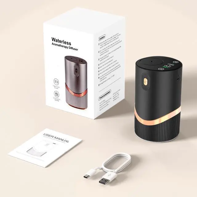 Alt view image 6 of 7 - Waterless Essential Oil Diffuser Rechargable: Portable Aromatherapy Diffuser for Car and Home - 1/2/4/6H/Time Off 4 Mist Level for Room Office Bedroom (Black)