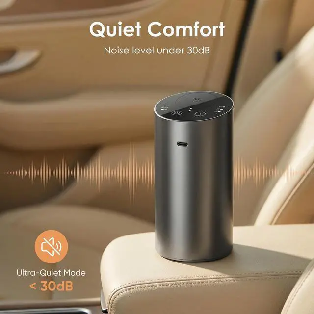 Alt view image 5 of 7 - Car Diffuser, Waterless Essential Oil Diffuser with 2000mAh Battery & Timer, Adjustable Mist Cordless Aromatherapy for Car, Portable Air Freshener with Premium Aluminum Alloy & Type-C Charging(Grey)