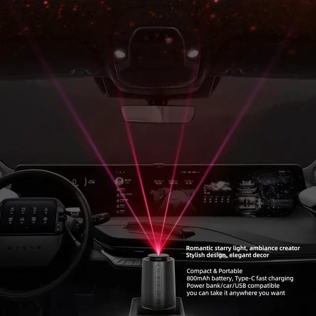Alt view image 6 of 7 - Waterless Oil Diffuser, Portable Car Diffusers for Essential Oils, Wireless Diffusers with 3 Mist Levels & Timer, ABS Material, Starry Night Light for Car Home Office, Includes 3 Scent Oils