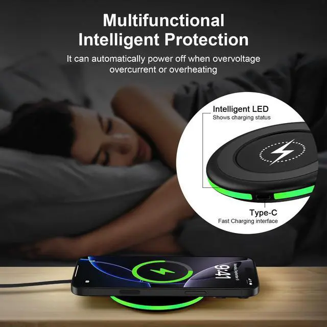 Alt view image 4 of 7 - Wireless Charger for Samsung Fast Charging Pad Wireless Phone Charger for Android Charging Station Mat Compatible Galaxy S26 Ultra S26 Plus S26 S25FE S25 Ultra S24 S23 S22,Google Pixel 10 10 Pro XL 9A