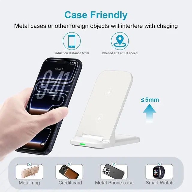 Alt view image 6 of 7 - 15W Samsung Wireless Charging Station Foldable Charger Stand for Samsung Galaxy S26/S25/S24 Ultra iPhone 17 16 Pro Max Pixel 10a/10/9a/9/9 Pro XL/Fold, Android Fast Charging Dock with QC3.0 Adapter