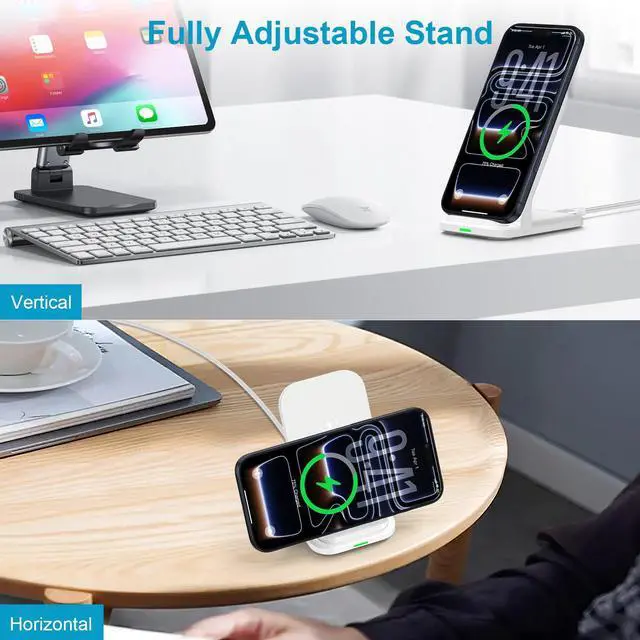 Alt view image 7 of 7 - 15W Samsung Wireless Charging Station Foldable Charger Stand for Samsung Galaxy S26/S25/S24 Ultra iPhone 17 16 Pro Max Pixel 10a/10/9a/9/9 Pro XL/Fold, Android Fast Charging Dock with QC3.0 Adapter
