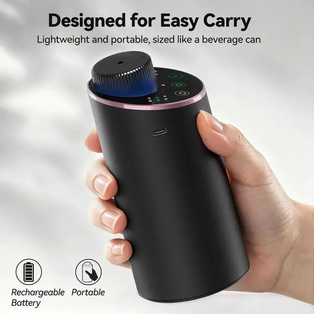 Alt view image 6 of 7 - Waterless Essential Oil Diffuser Aromatherapy Scent Diffusers for Home Large Room, Bedroom, Car, Office, Desk, Battery Operated Mini Portable Air Freshener, 3 Countdown Timers & 3 Mist Levels