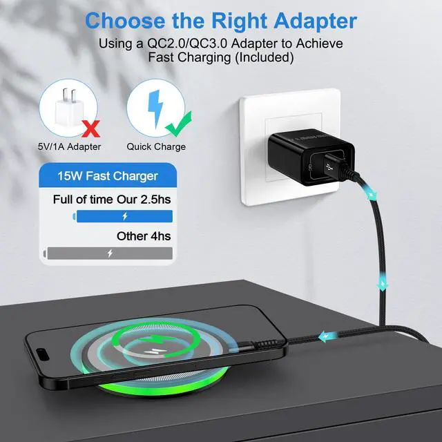 Alt view image 2 of 7 - Samsung S26 Ultra Wireless Charger Fast Charging Pad 15W for Galaxy S26+ S25 Ultra FE S25+ Z Fold Flip7 S24 Ultra S24+ S23,Pixel 10Pro Fold/XL/9a 8, Android Wireless Charger Station with QC3.0 Adapter