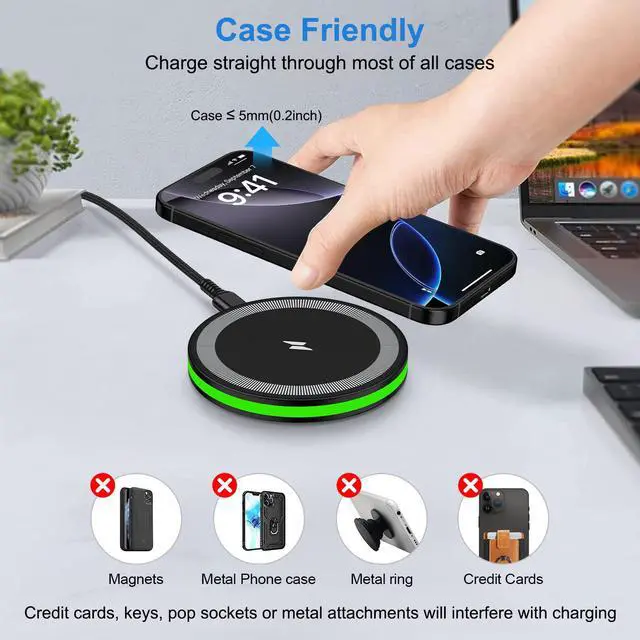 Alt view image 3 of 7 - Samsung S26 Ultra Wireless Charger Fast Charging Pad 15W for Galaxy S26+ S25 Ultra FE S25+ Z Fold Flip7 S24 Ultra S24+ S23,Pixel 10Pro Fold/XL/9a 8, Android Wireless Charger Station with QC3.0 Adapter