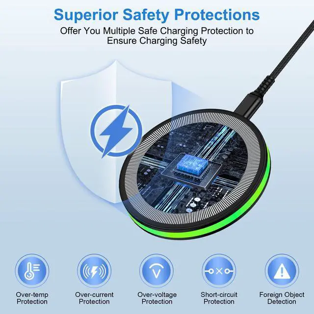 Alt view image 4 of 7 - Samsung S26 Ultra Wireless Charger Fast Charging Pad 15W for Galaxy S26+ S25 Ultra FE S25+ Z Fold Flip7 S24 Ultra S24+ S23,Pixel 10Pro Fold/XL/9a 8, Android Wireless Charger Station with QC3.0 Adapter