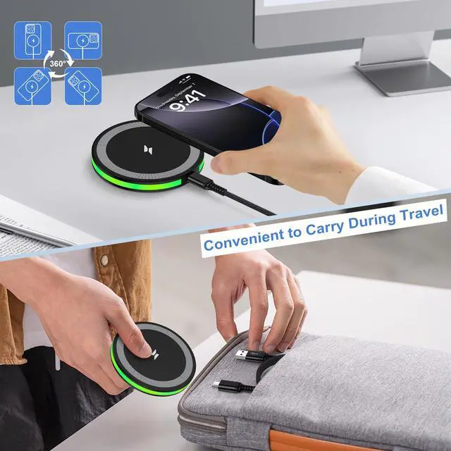 Alt view image 7 of 7 - Samsung S26 Ultra Wireless Charger Fast Charging Pad 15W for Galaxy S26+ S25 Ultra FE S25+ Z Fold Flip7 S24 Ultra S24+ S23,Pixel 10Pro Fold/XL/9a 8, Android Wireless Charger Station with QC3.0 Adapter