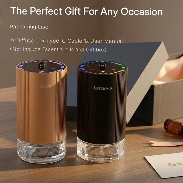 Alt view image 7 of 7 - Car Diffuser for Essential Oils Cordless Waterless Battery Operated Car Diffuser Portable 60ML Air Freshener Wireless Diffuser 3 Timers & 3 Mist Levels for Car Home Bedroom Travelling (Black)