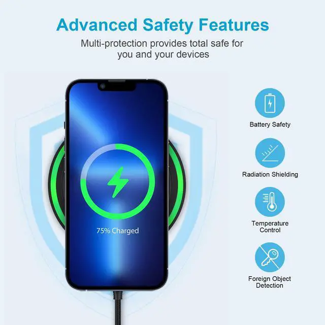 Alt view image 6 of 7 - Fast Wireless Charger Pad for Samsung Galaxy S26 Ultra/S26/S25 Edge/S25 Ultra/Z Flip7,15W Android Wireless Phone Charging Mat with QC Adapter for Pixel 10a/10 Pro XL/Fold/9a/9 Pro/iPhone 17/16 Pro Max