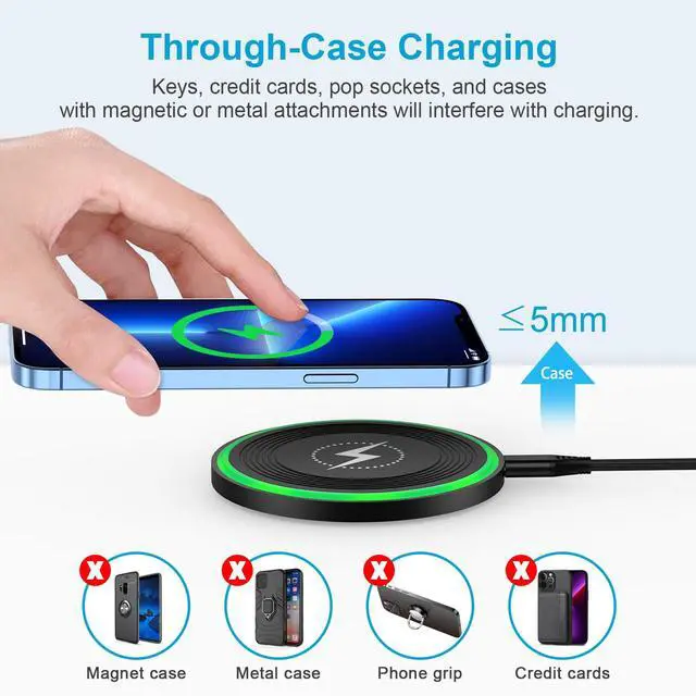 Alt view image 7 of 7 - Fast Wireless Charger Pad for Samsung Galaxy S26 Ultra/S26/S25 Edge/S25 Ultra/Z Flip7,15W Android Wireless Phone Charging Mat with QC Adapter for Pixel 10a/10 Pro XL/Fold/9a/9 Pro/iPhone 17/16 Pro Max